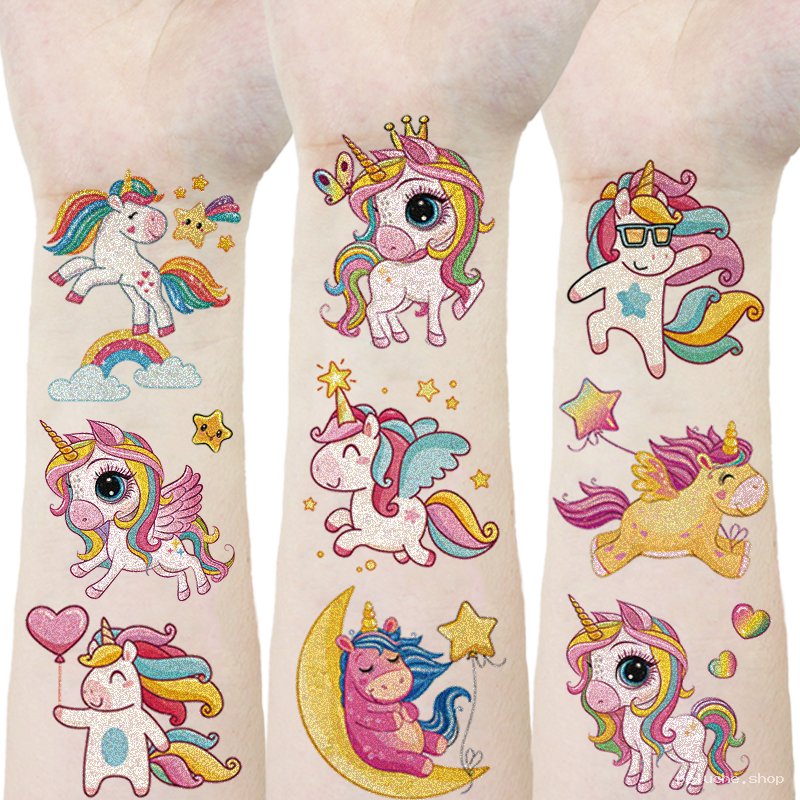 Tatouages Temporaires Licorne Pailletés Magiques Enfants