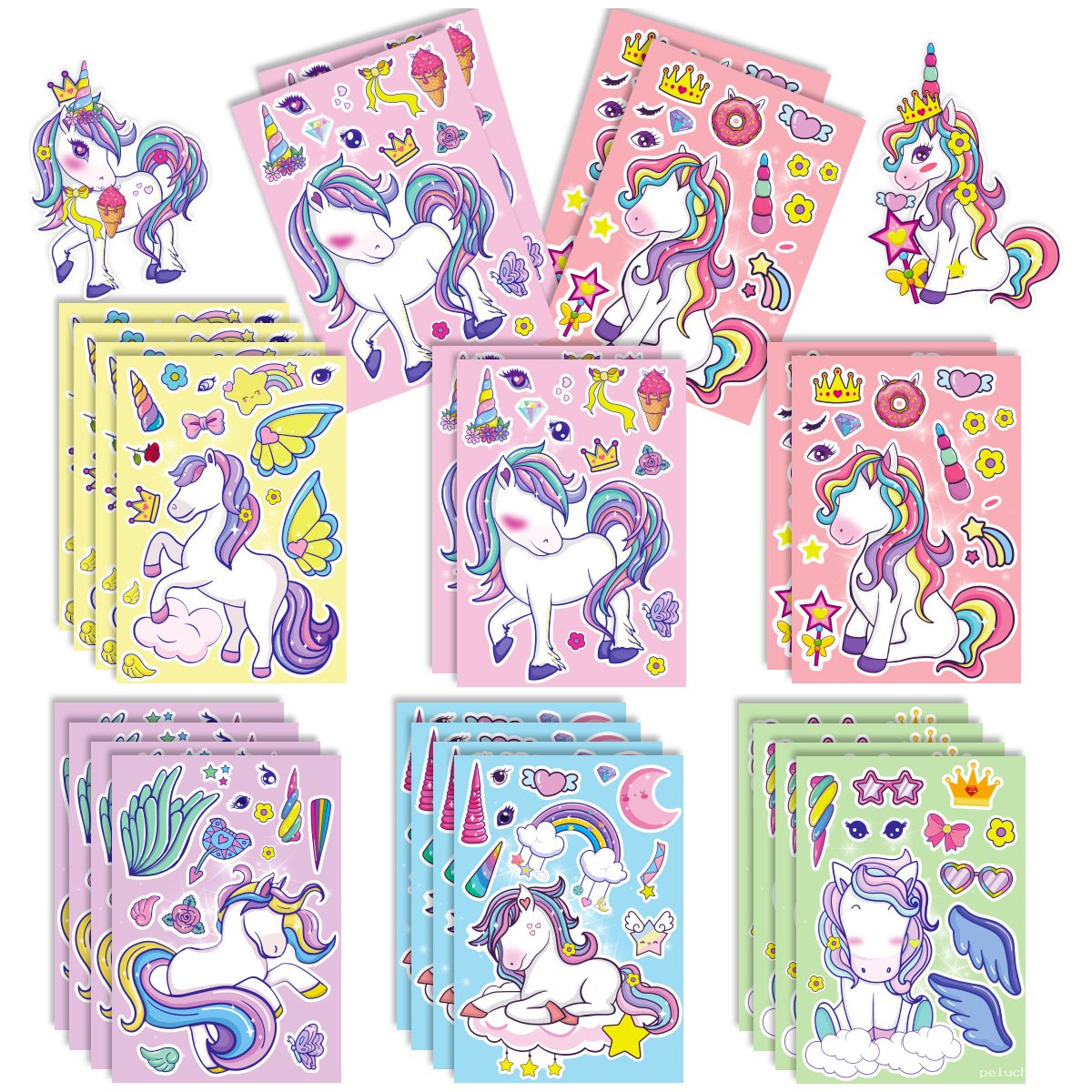 Pack d'Autocollants Licorne Colorés et Brillants pour Enfants
