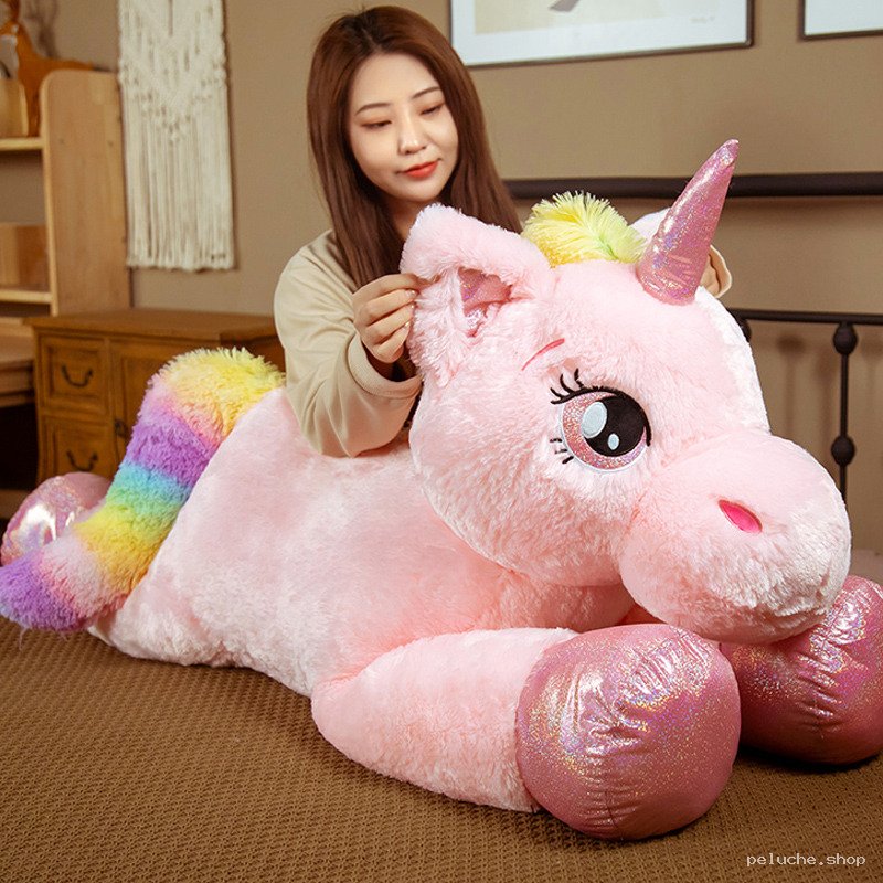 Peluche Licorne Rose Géante - Douceur Arc-en-ciel & Magie