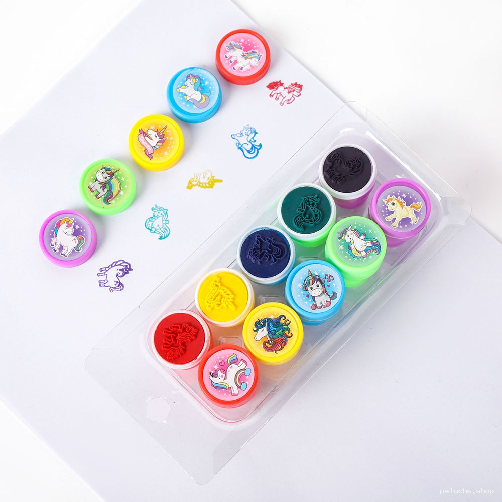 Kit de 10 Tampons Licorne Auto-Encrables et Colorés