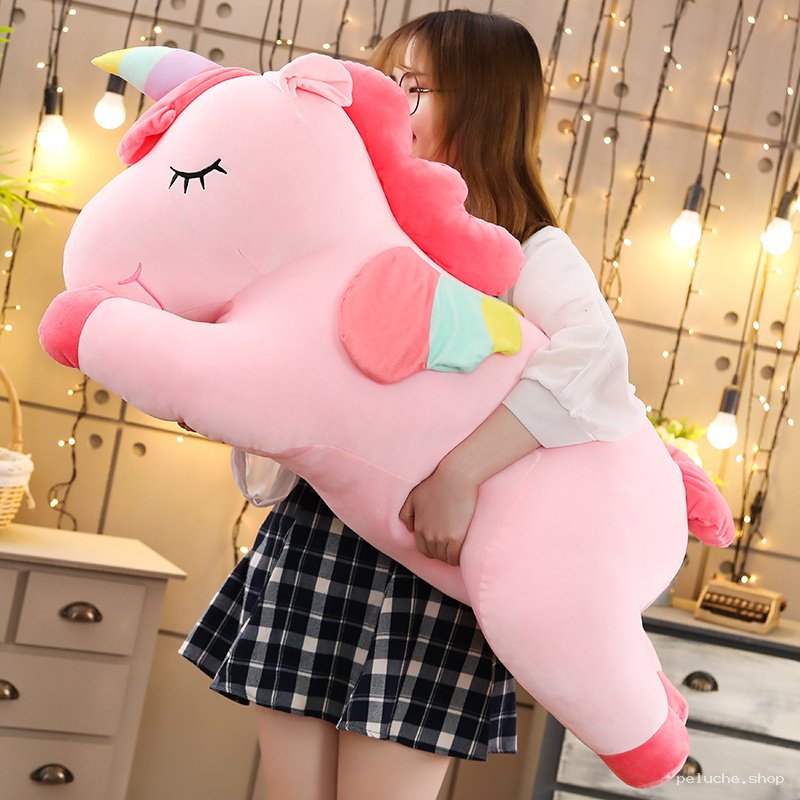 Peluche Licorne Rose Géante Arc-en-ciel - Douceur et Câlins