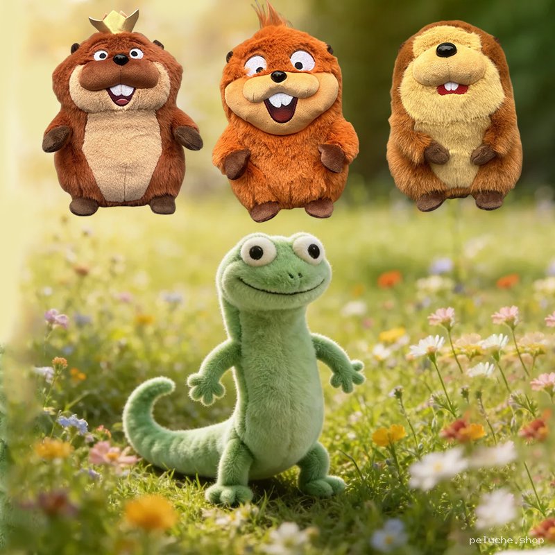 Peluches Écureuils, Castors & Lézard Mignon - Jouets Doux