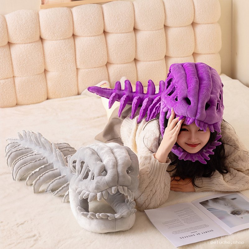 Peluche Squelette Dinosaure | Coussin Original & Doux