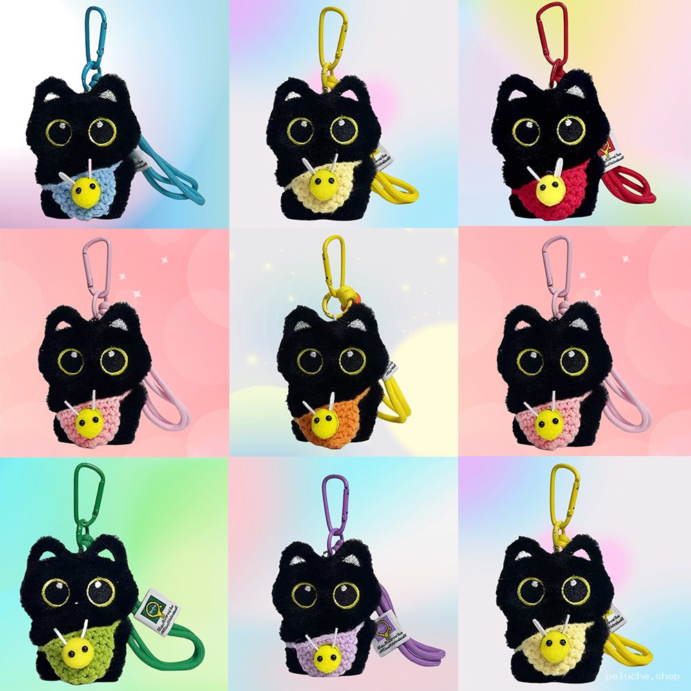 Porte-clés Chat Noir Peluche Mignon | Multi-couleurs