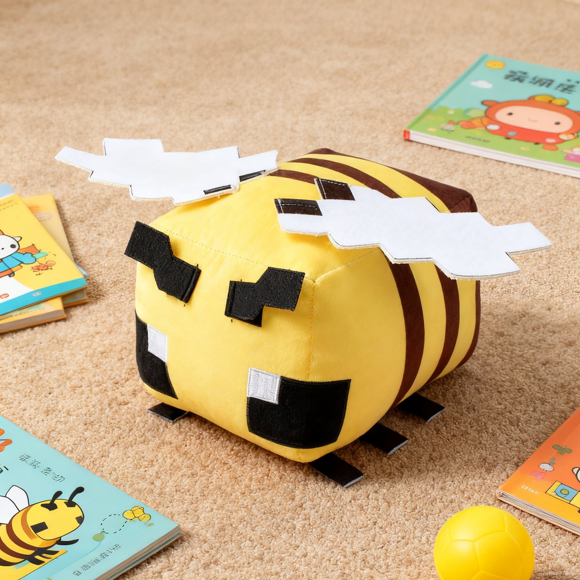 Peluche Abeille Minecraft | Douce et Cubique pour Enfants