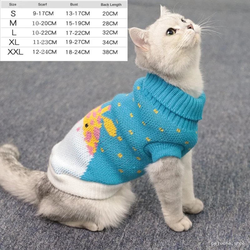 Pull tricoté pour chat avec motif girafe - Confort et chaleur