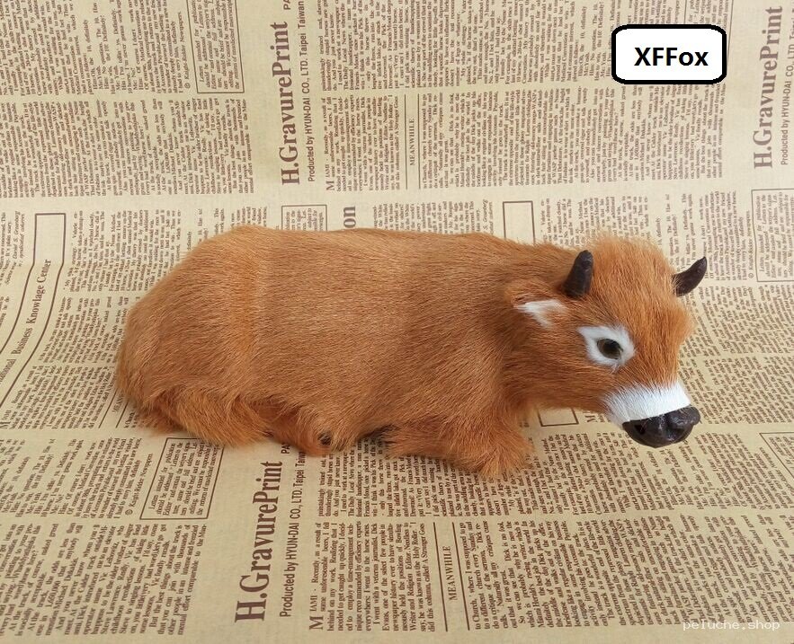 Peluche Mignon Veau Brun Jouet Animal Réaliste Doux Enfant