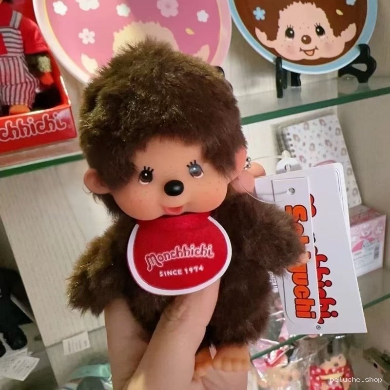 Peluche Monchhichi Originale avec Bavoir Rouge - Collection