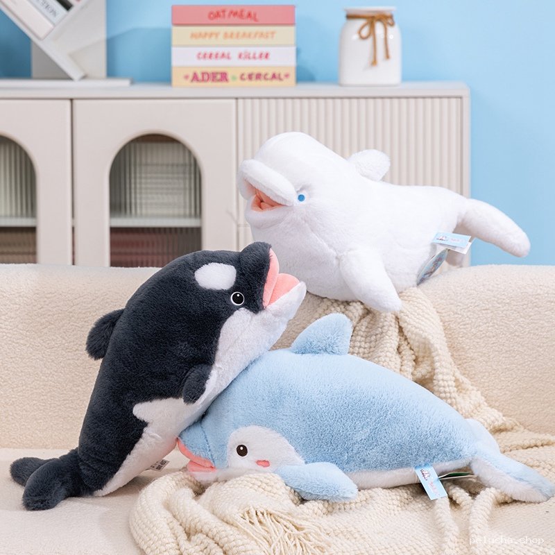 Collection Peluches Animaux Marins : Orque, Béluga, Dauphin