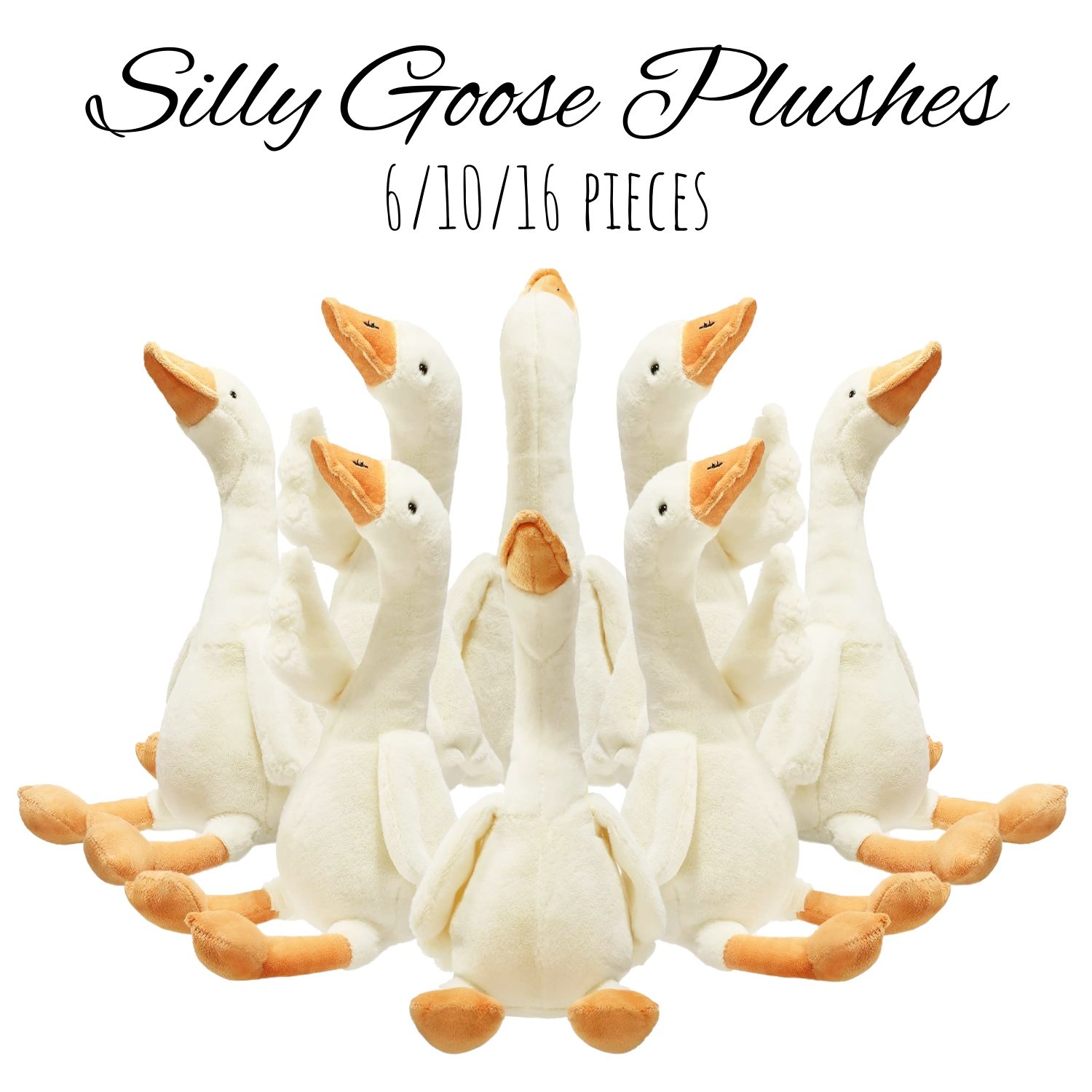 Peluches Oies Blanches Rigolotes | Packs de 6, 10, 16 Pièces