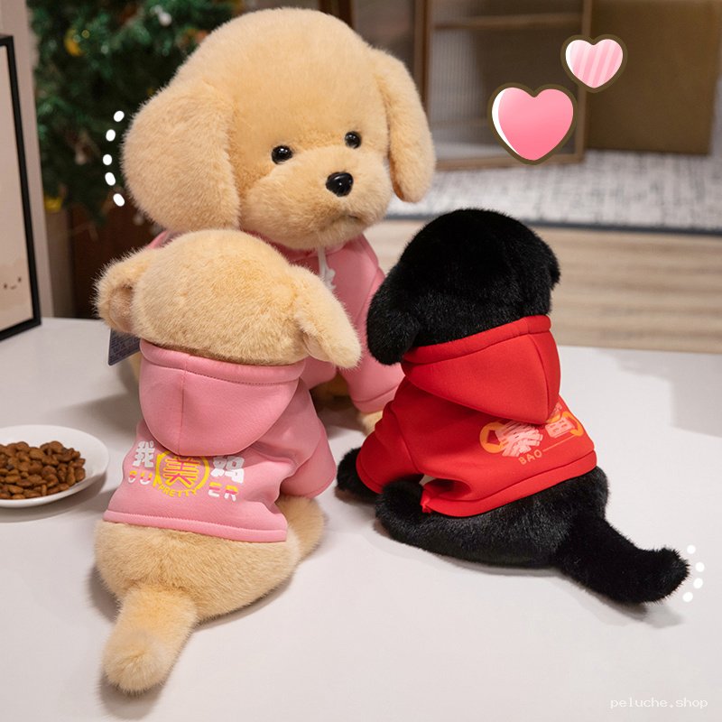 Peluche Chiot Golden Retriever Labrador Noir Hoodie | Mignon