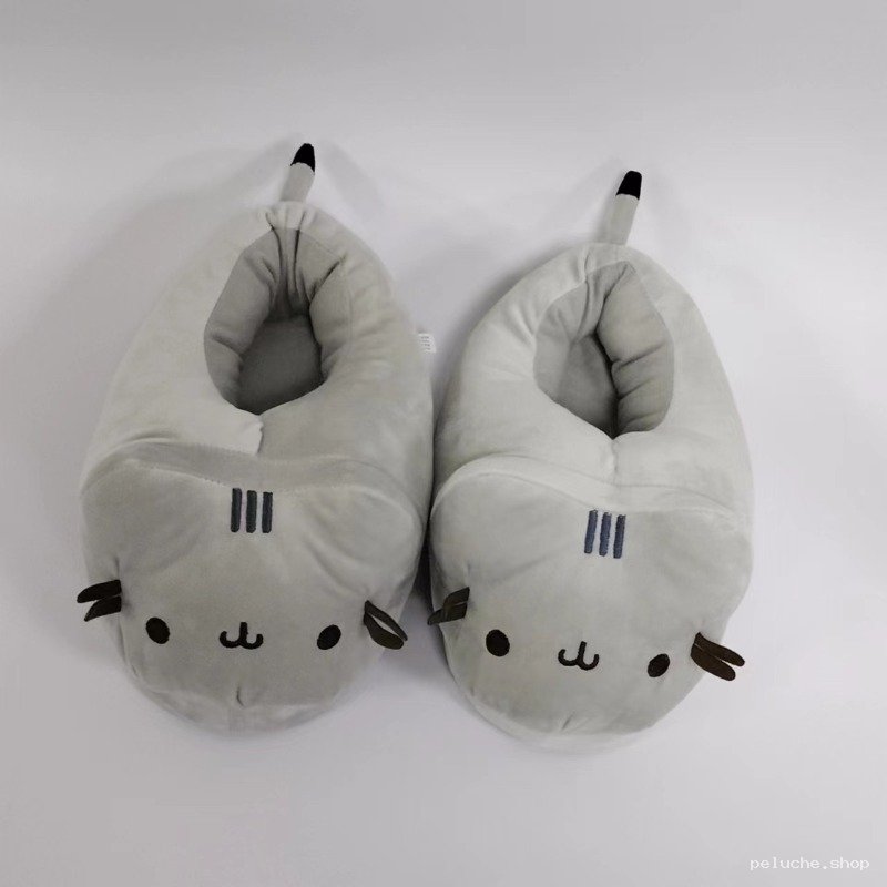 Chaussons Pusheen chat gris doux et confortables en peluche