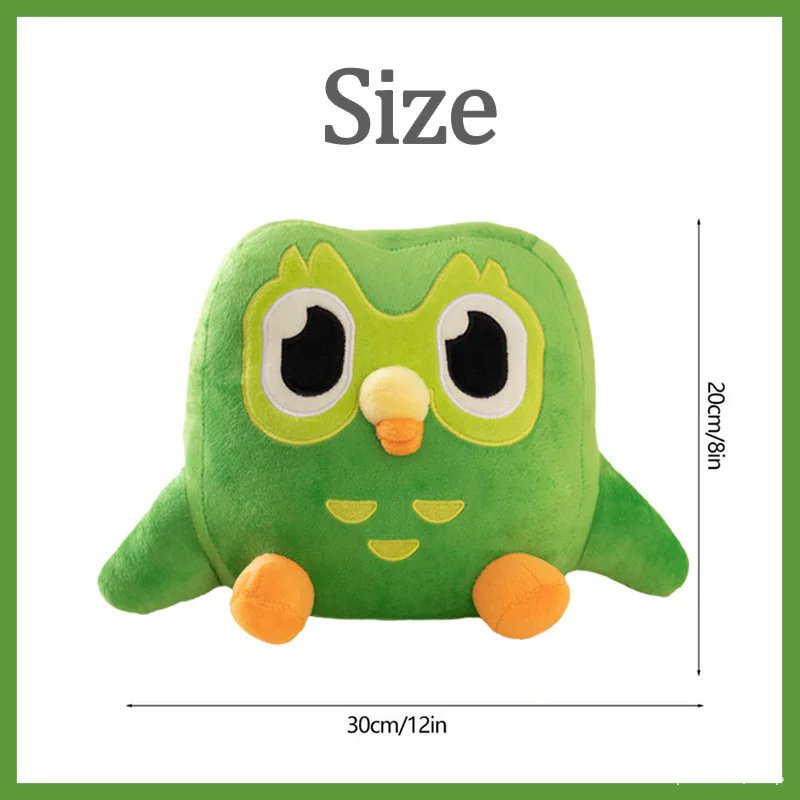 Peluche Duolingo Duo Hibou Vert 30cm - Cadeau Unique