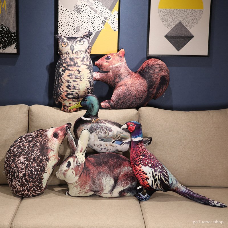 Coussins Animaux Réalistes | Peluches Décoratives Originales