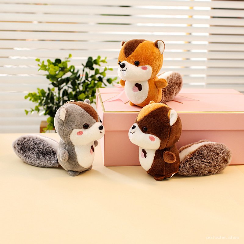 Mini Peluches Écureuil Porte-clés Adorables et Douces