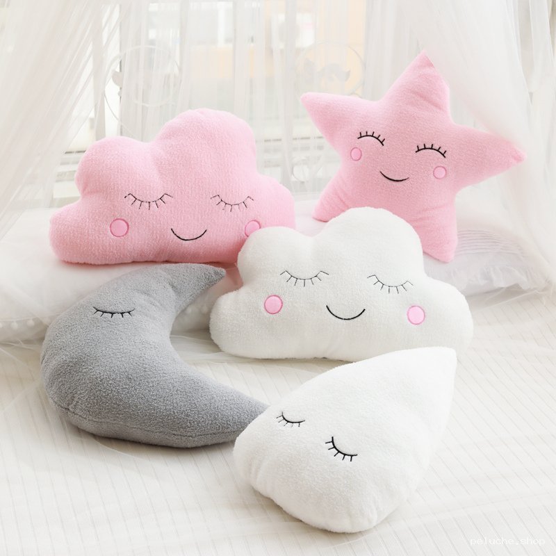 Peluche Douce Céleste | Coussins Nuage Étoile Lune Bébé Enfant