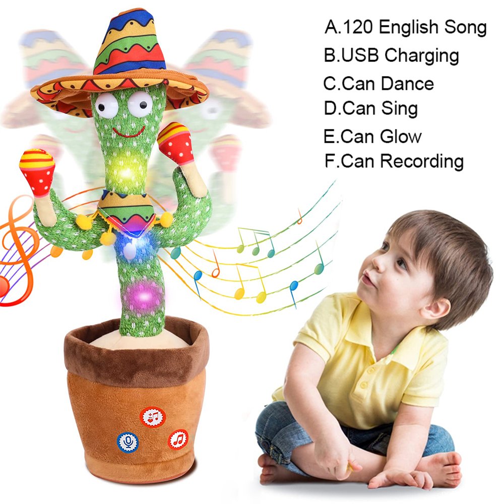 Cactus Danseur Chanteur Lumineux - Jouet Interactif Enfant