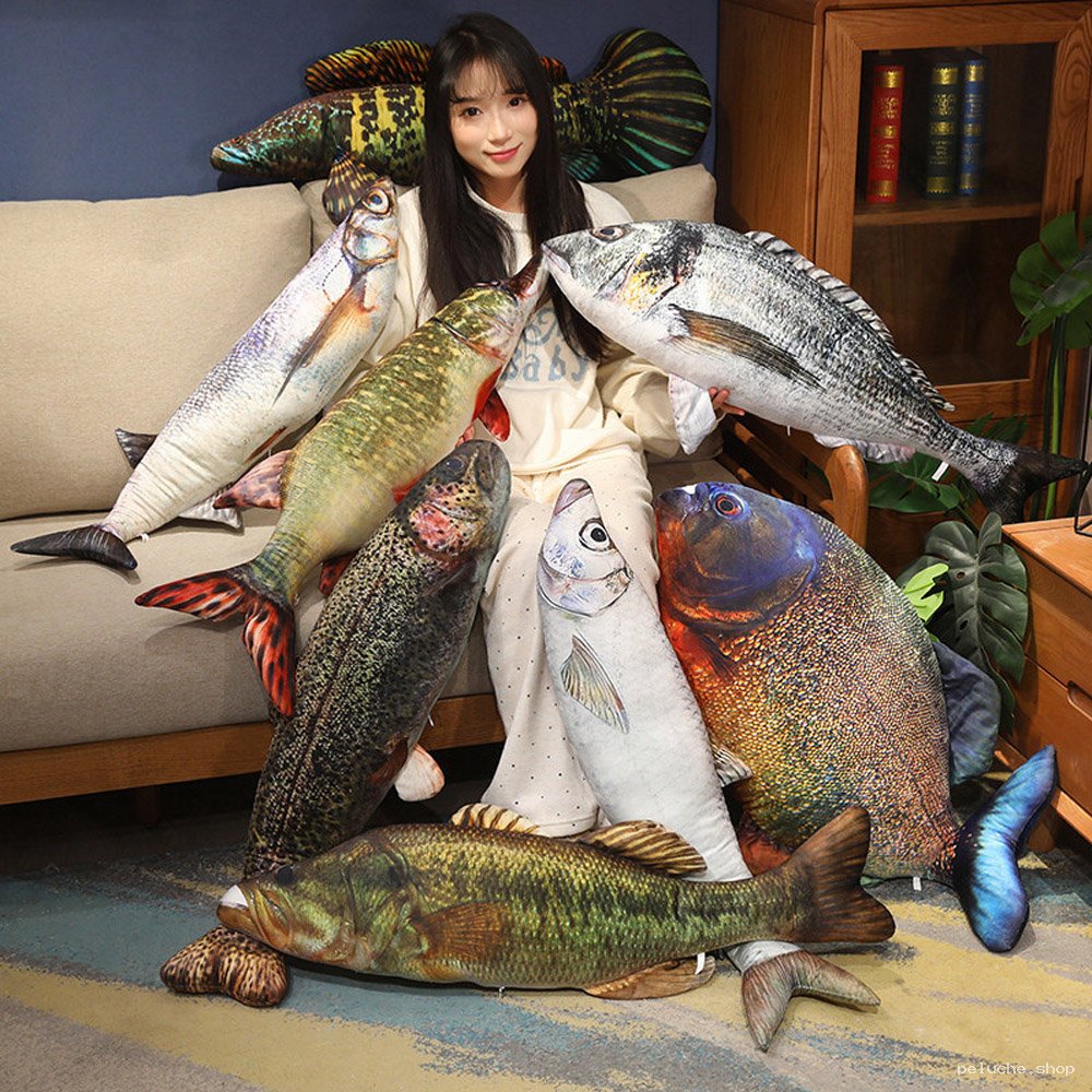 Coussins Peluches Poissons Réalistes - Décoration Unique