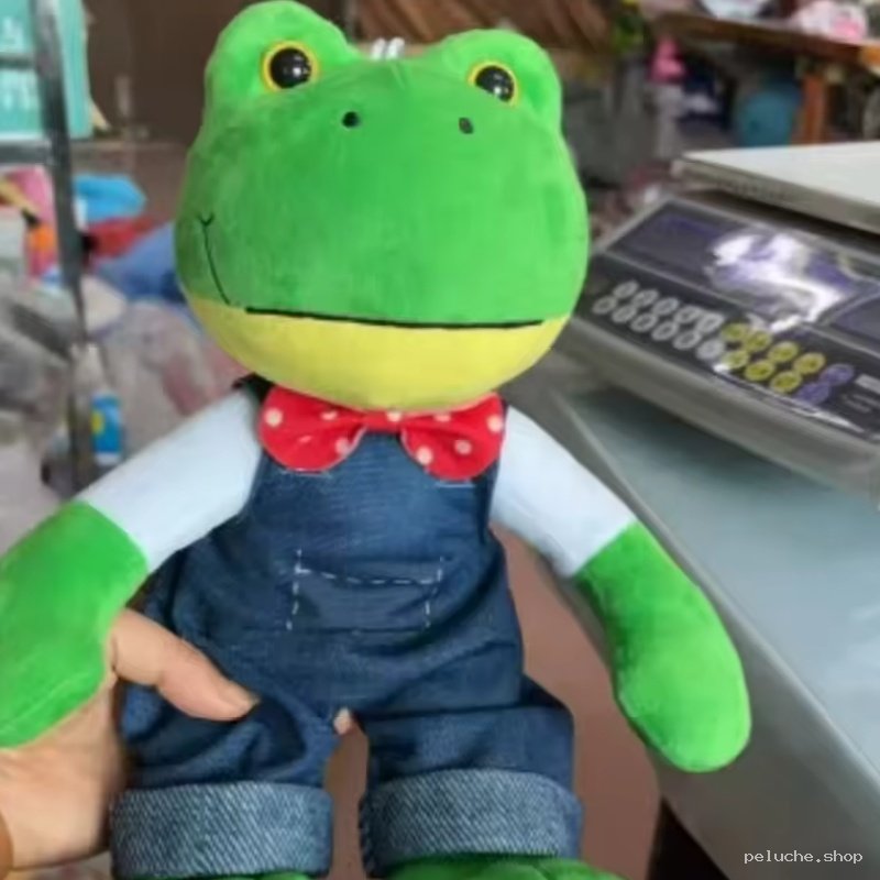Peluche Grenouille Verte avec Salopette & Nœud Papillon Doux