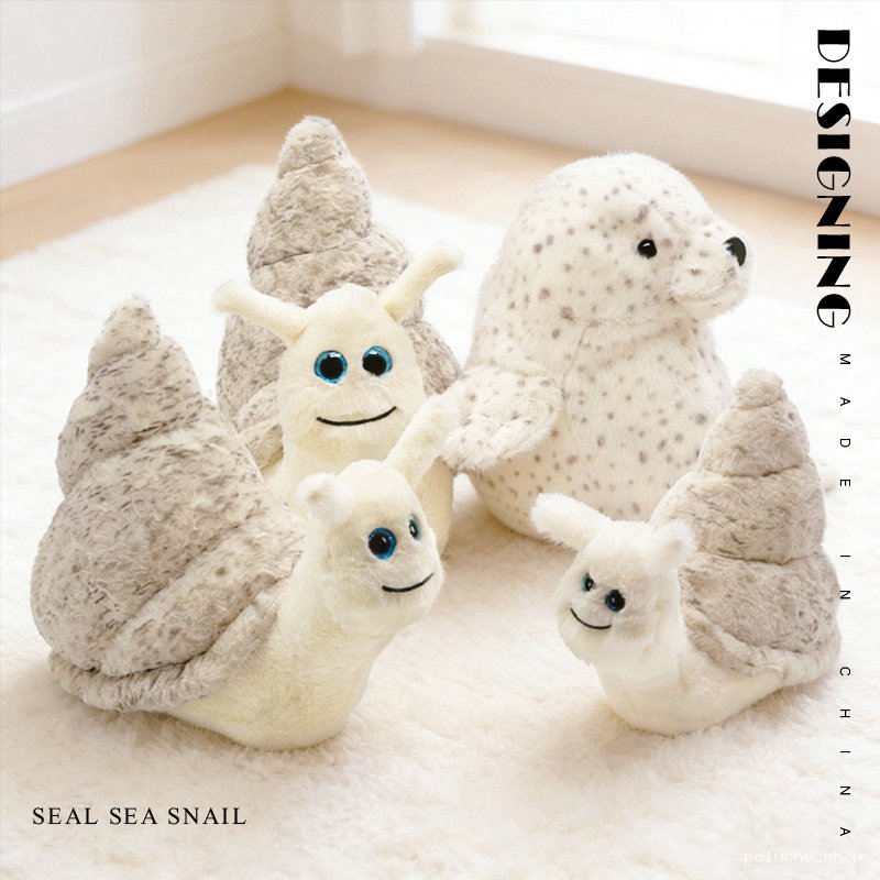 Peluche Phoque et Escargot de Mer - Douceur et Éveil