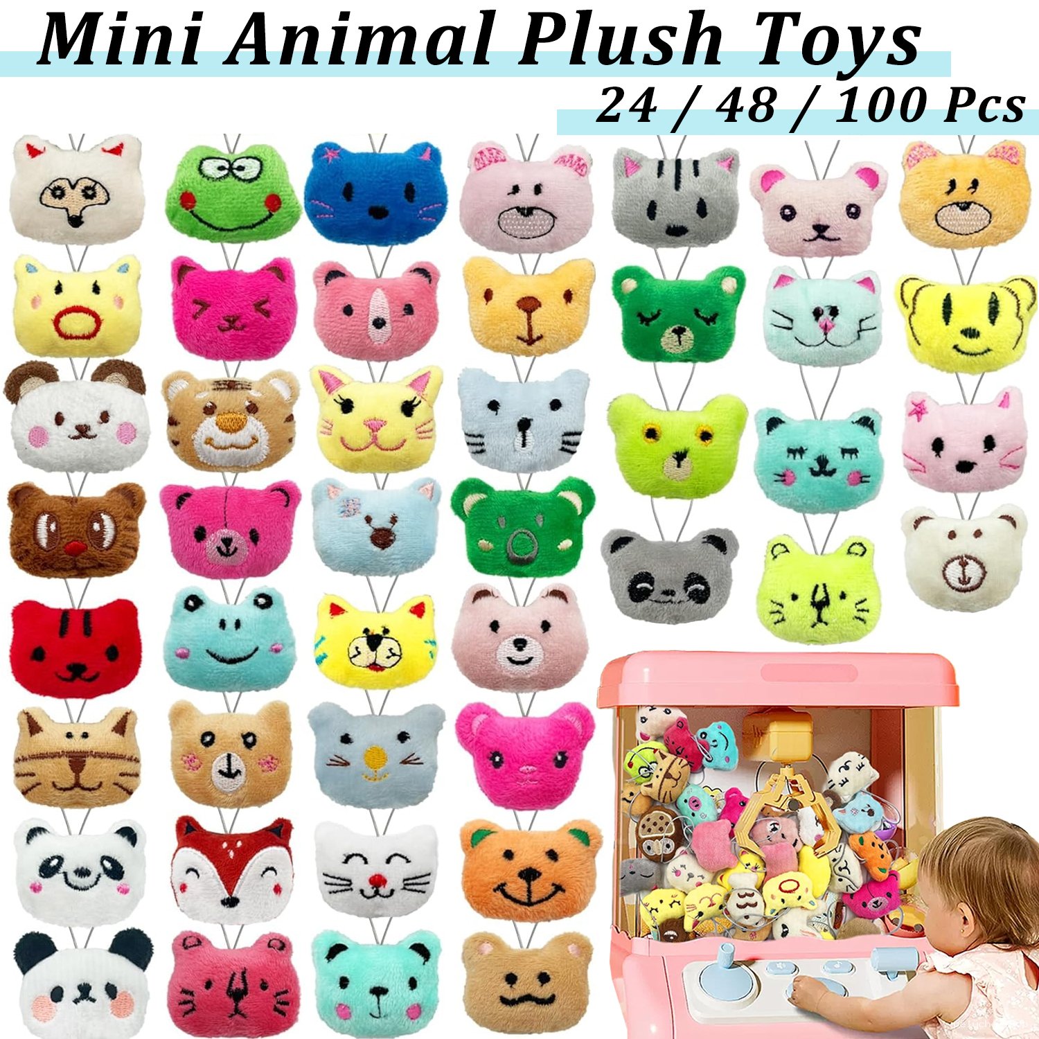 Mini Peluches Animaux Assortis - Jouets pour Machine à Griffes