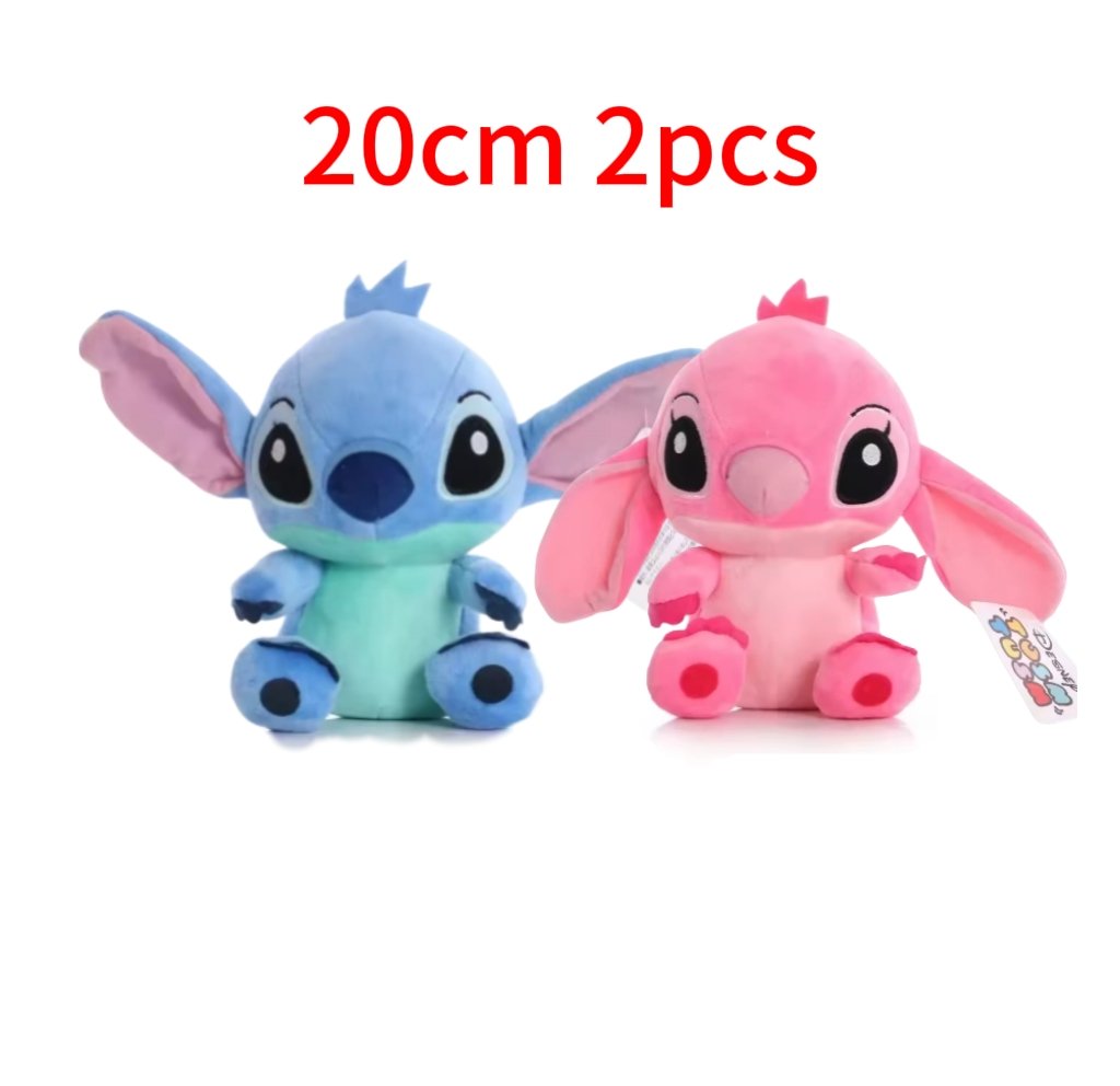 Lot 2 Peluches Disney Stitch & Angel 20cm - Douceur et Câlins
