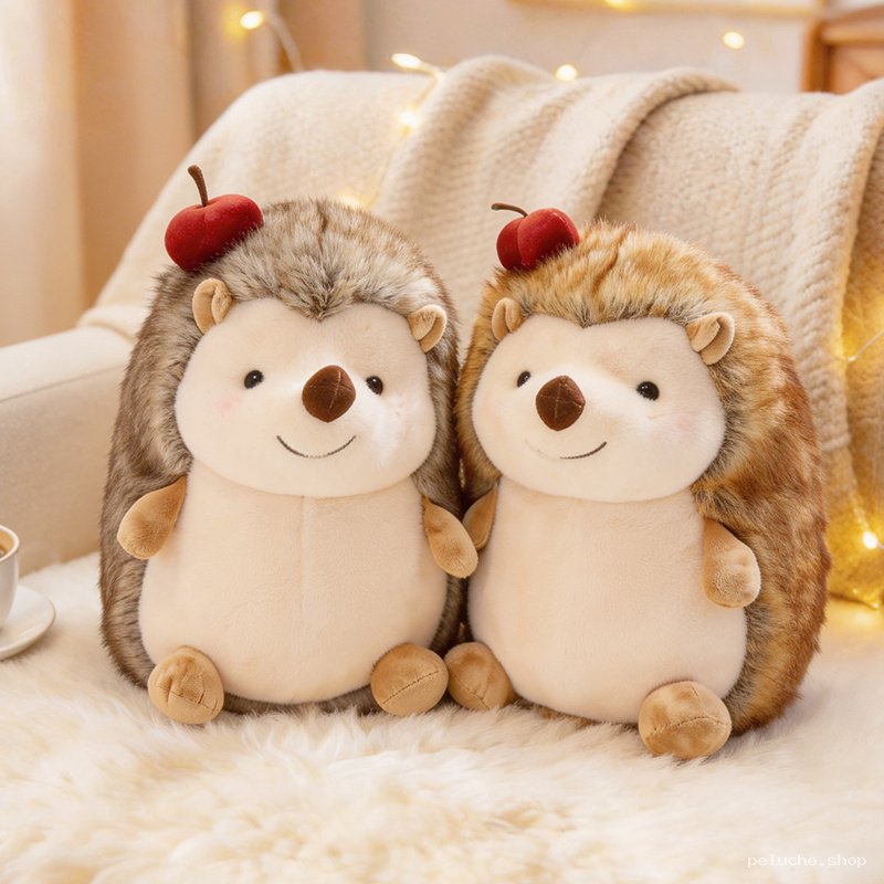 Peluche Hérisson Mignon avec Pomme - Doudou Doux pour Enfants