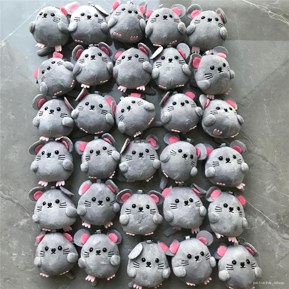 Mini porte-clés souris peluche grise - Adorable cadeau