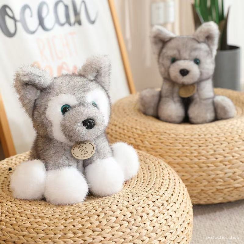 Peluche Chiot Husky Gris Doux - Cadeau Idéal pour Enfants