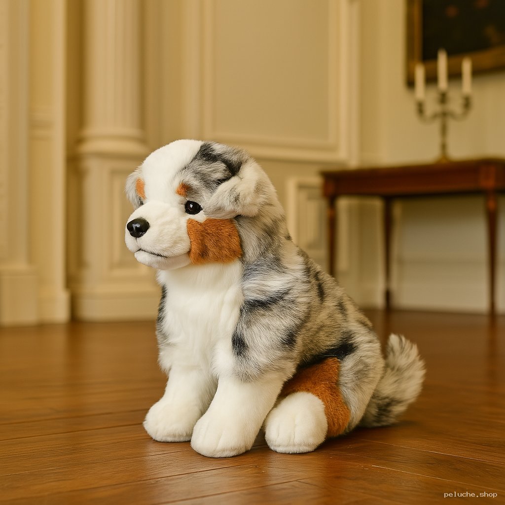 Peluche Chiot Berger Australien Merle Réaliste - Douceur