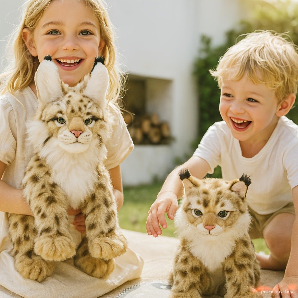 Peluche Lynx Réaliste pour Enfants - Jouet Doux & Mignon