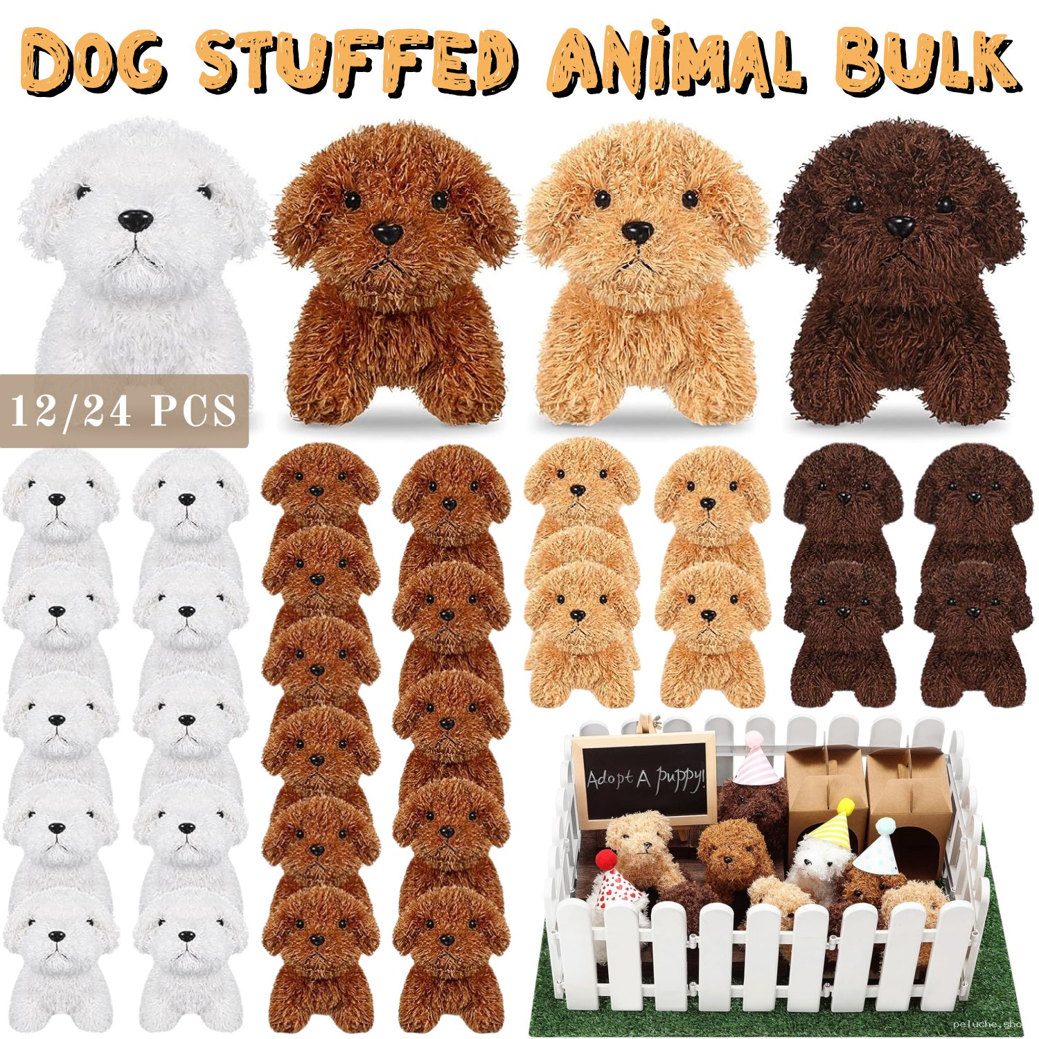 Lot de Peluches Chiots Doux et Mignons - Assortiment Vrac
