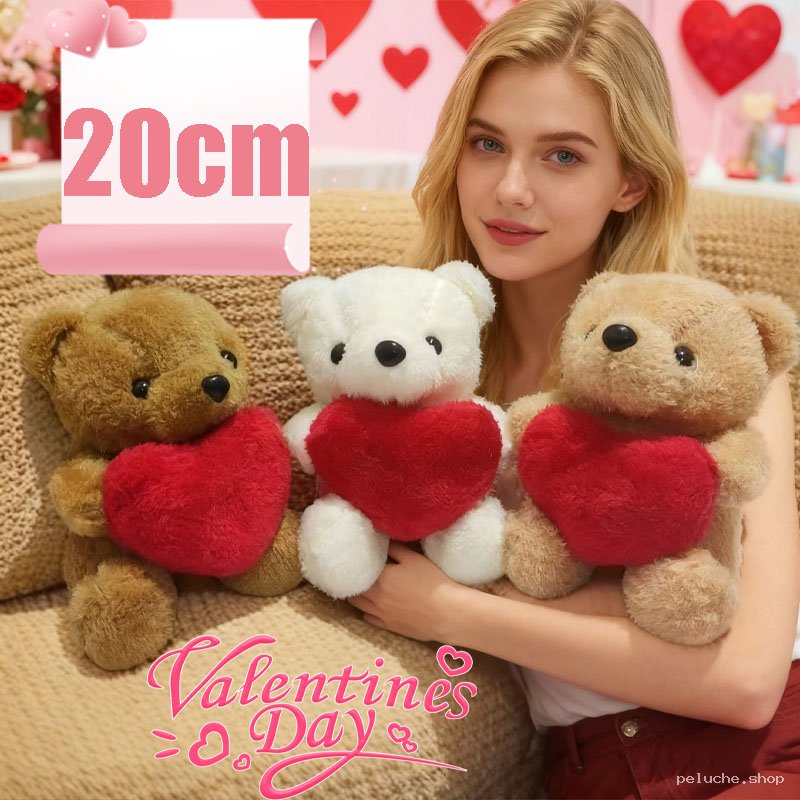Ours en peluche Cœur Saint-Valentin 20cm | Doux Cadeau
