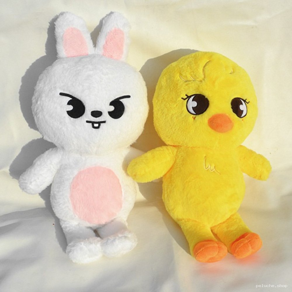 Duo Peluches Adorables : Lapin Blanc & Poussin Jaune Mignon