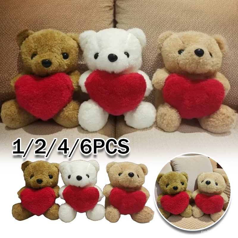 Mini ours en peluche cœur rouge - Cadeau Saint-Valentin doux