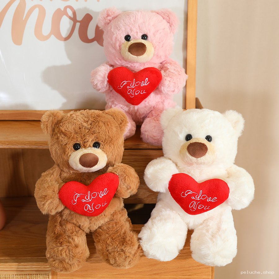 Ours en peluche doux avec cœur I love you - Cadeau d'amour