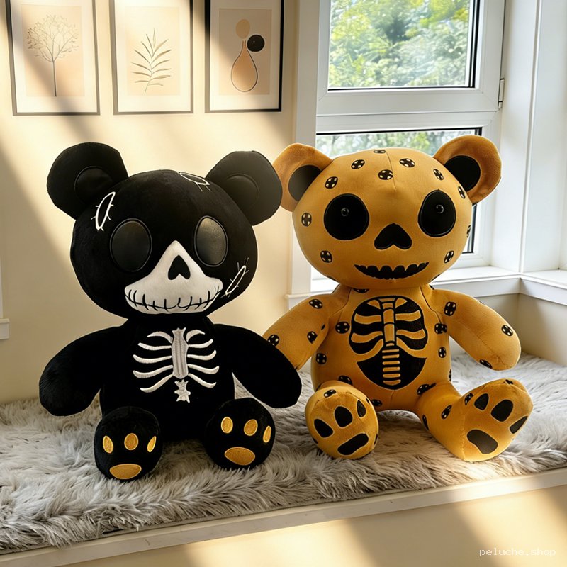 Peluche Ours Squelette Gothique | Halloween Doux et Unique