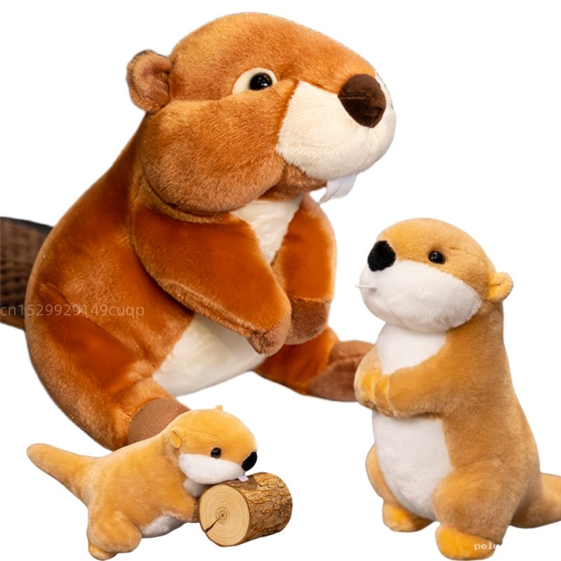 Peluche Famille de Castors Douce | Cadeau Enfant Amoureux Nature