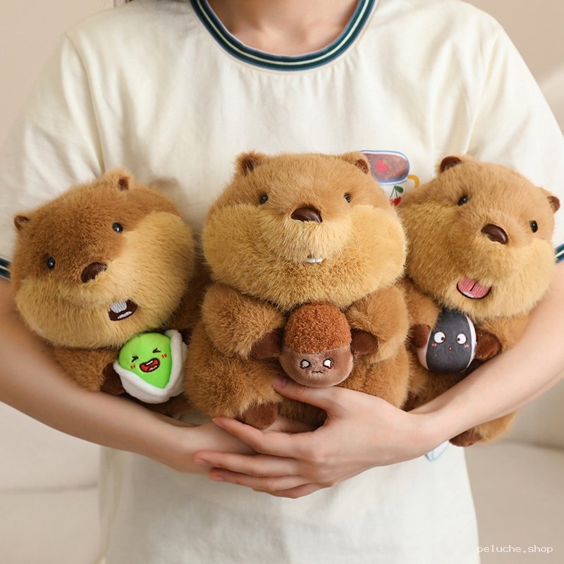 Peluche Marmotte Kawaii avec Sa Friandise | Doudou Mignon