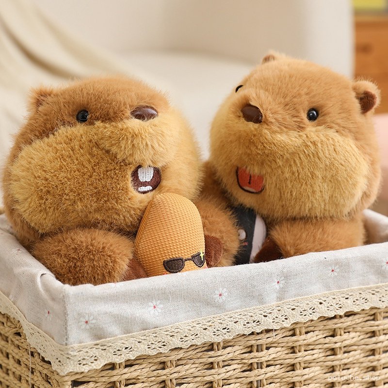 Duo de Marmottes Peluche Adorables - Cadeau Enfant et Déco