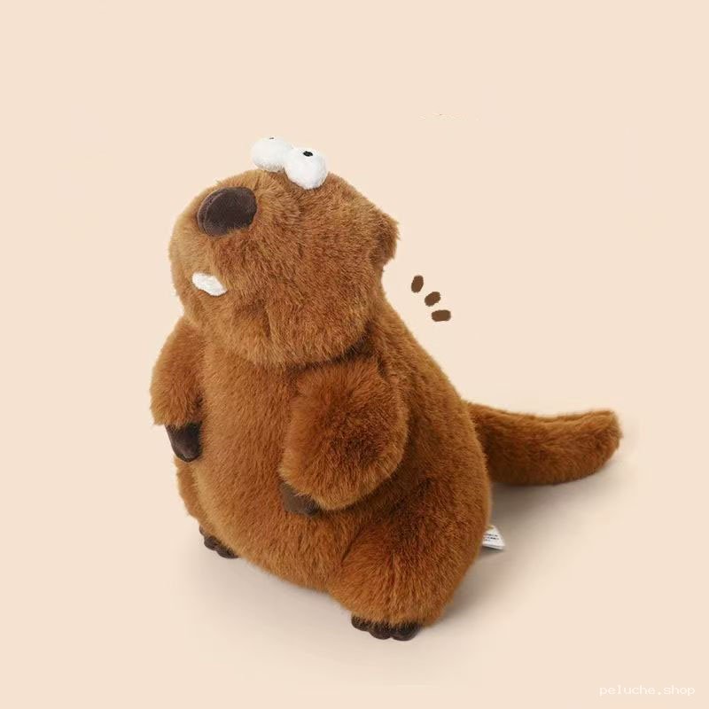 Peluche Castor Originale Yeux Rigolos et Dents Blanches