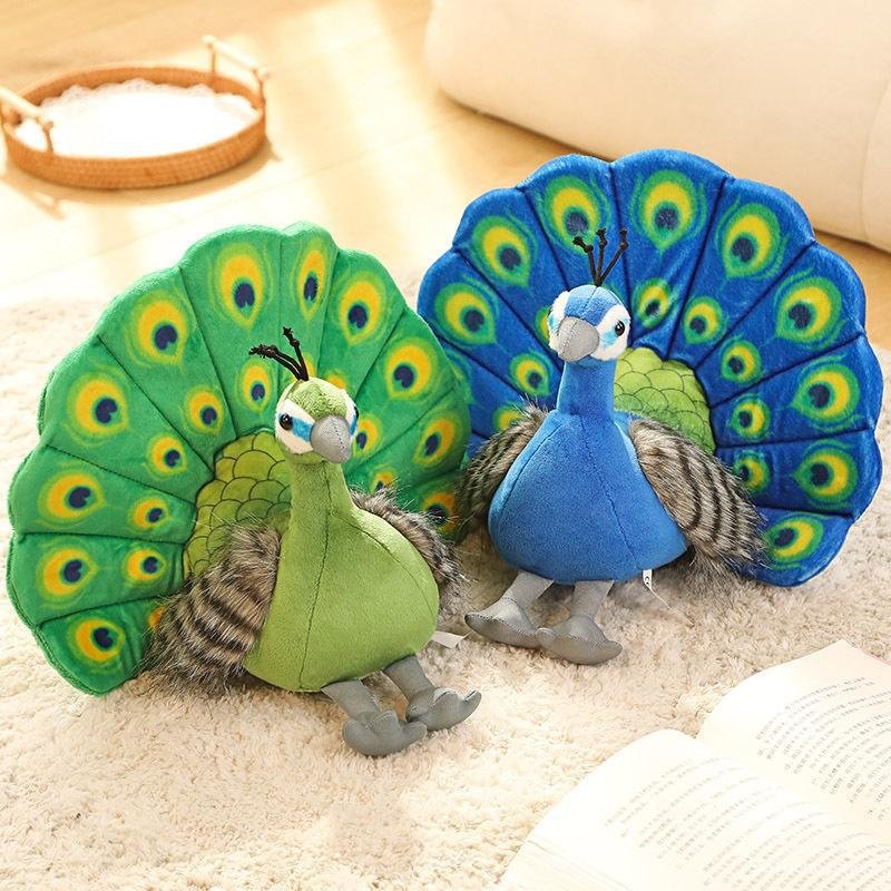 Peluche Paon Doux Vert et Bleu | Jouet & Décoration Enfant