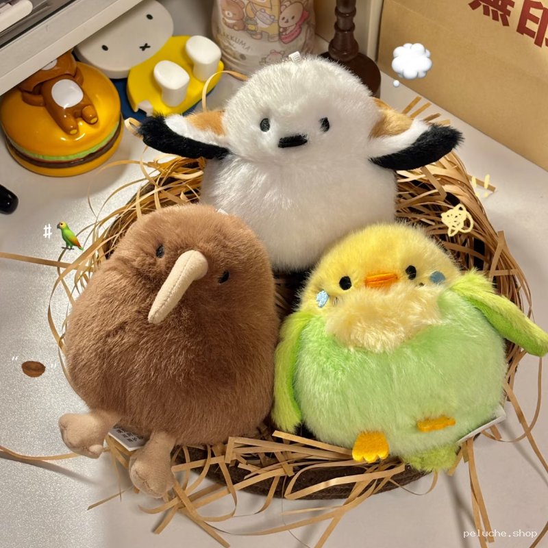 Adorables Peluches Oiseaux : Kiwi, Mésange & Perroquet