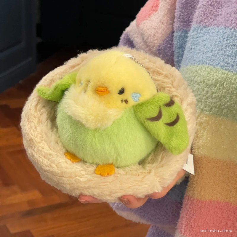 Peluche Perruche Mignonne dans son Nid – Douceur Kawaii
