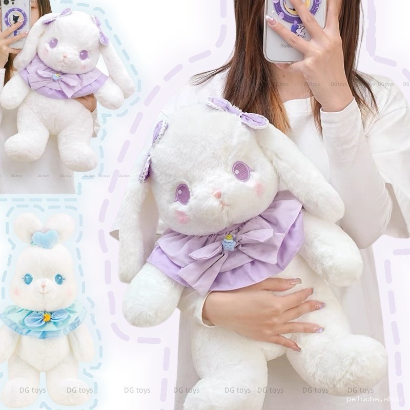 Peluche Lapin Mignon Doux Violet/Bleu - Cadeau Enfant