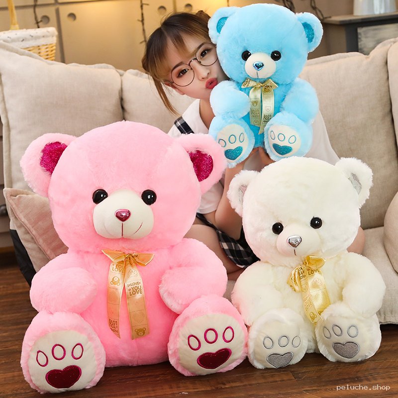 Collection d'Ours en Peluche Mignons - Rose, Blanc, Bleu