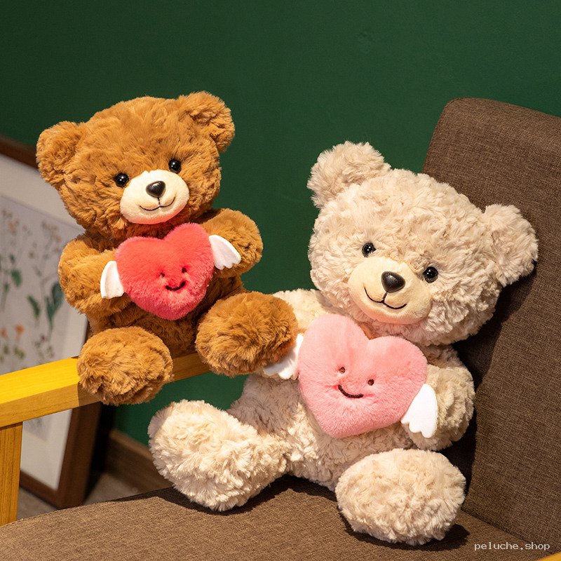 Ours en Peluche Doux avec Cœur Ailé | Cadeau Idéal