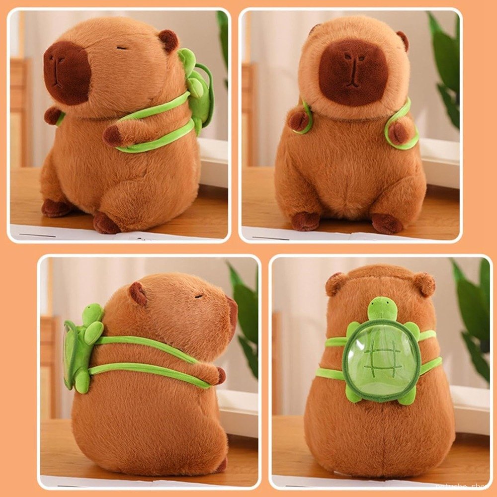Peluche Capybara avec Sac à Dos Tortue - Mignonne & Douce