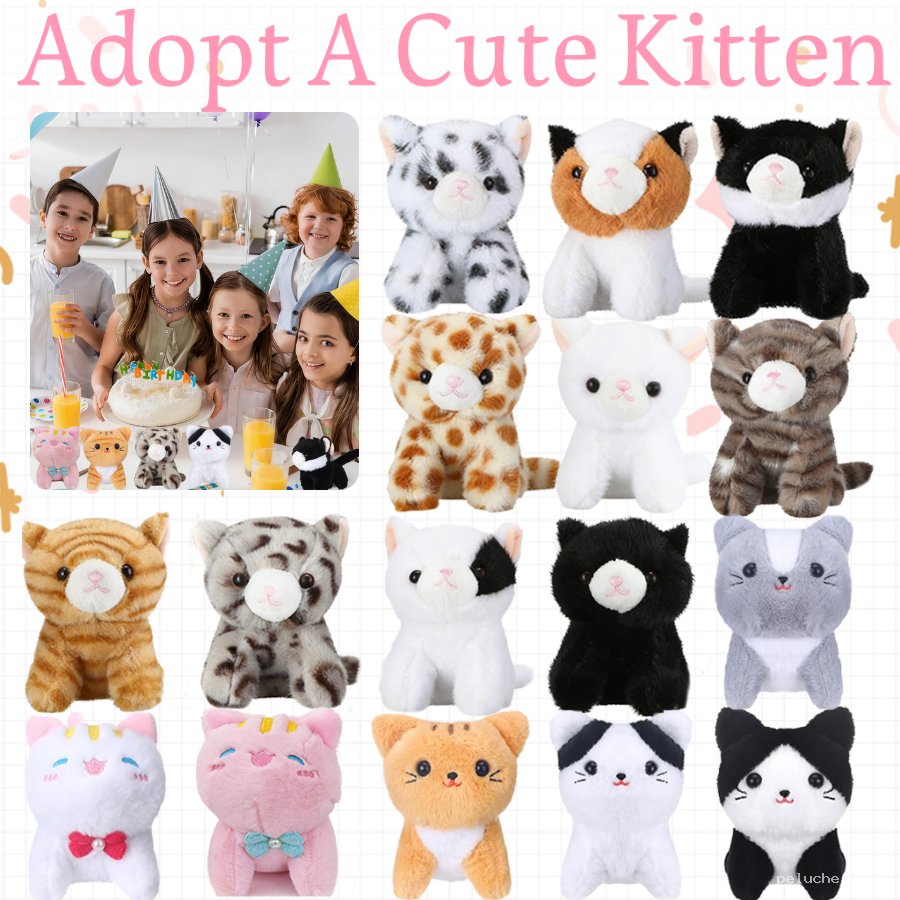 Adoptez un adorable chaton en peluche - Collection mignonne