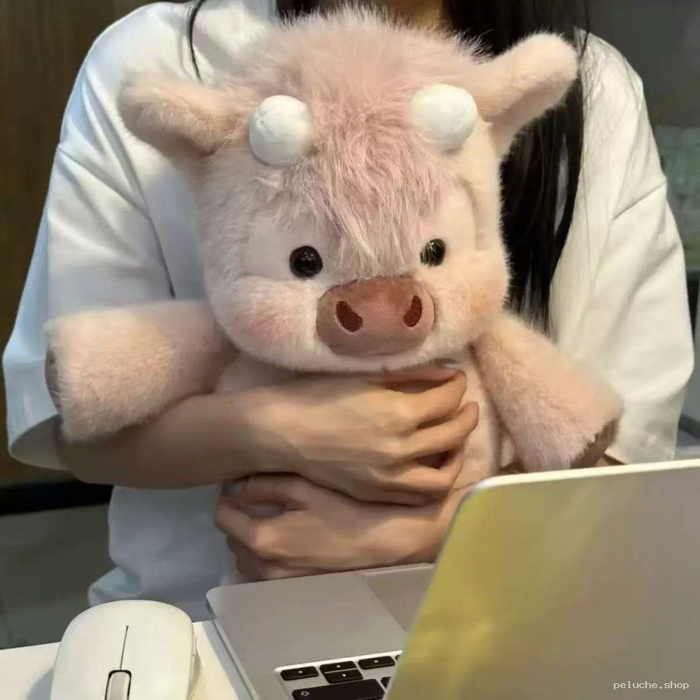 Peluche Vache Highland Rose Mignonne | Douce Peluche Cochon